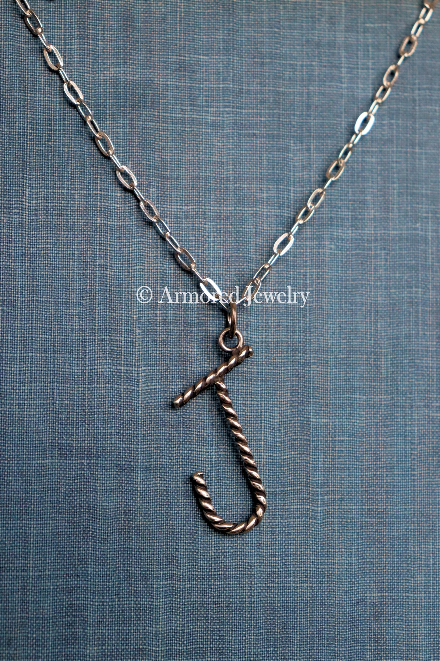 Sterling Silver Ranch Cattle Brand Initial Charm Neckace