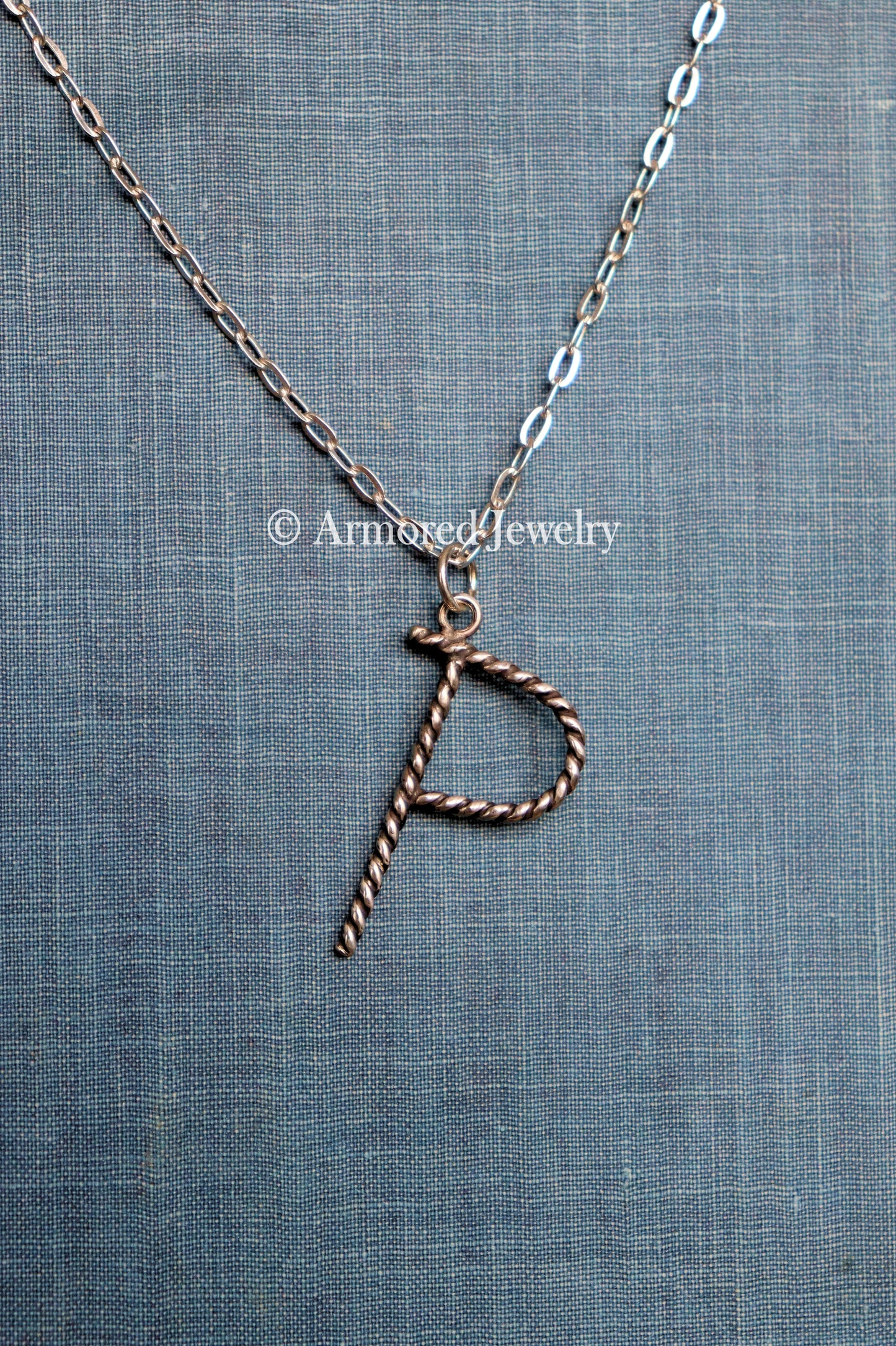 Sterling Silver Ranch Cattle Brand Initial Charm Neckace