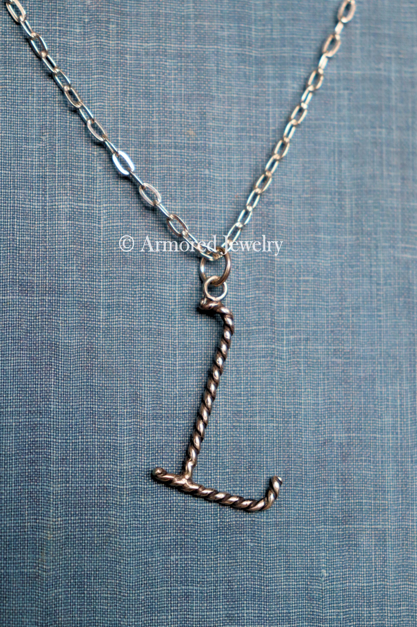 Sterling Silver Ranch Cattle Brand Initial Charm Neckace