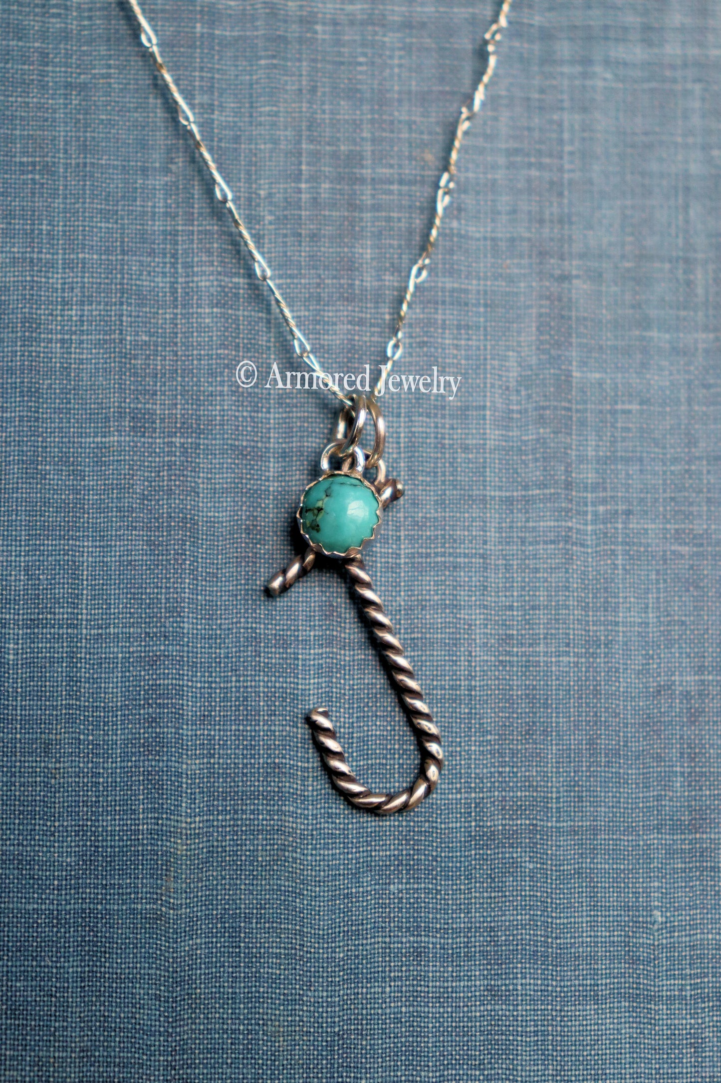 Sterling Silver Ranch Cattle Brand Initial Charm Neckace