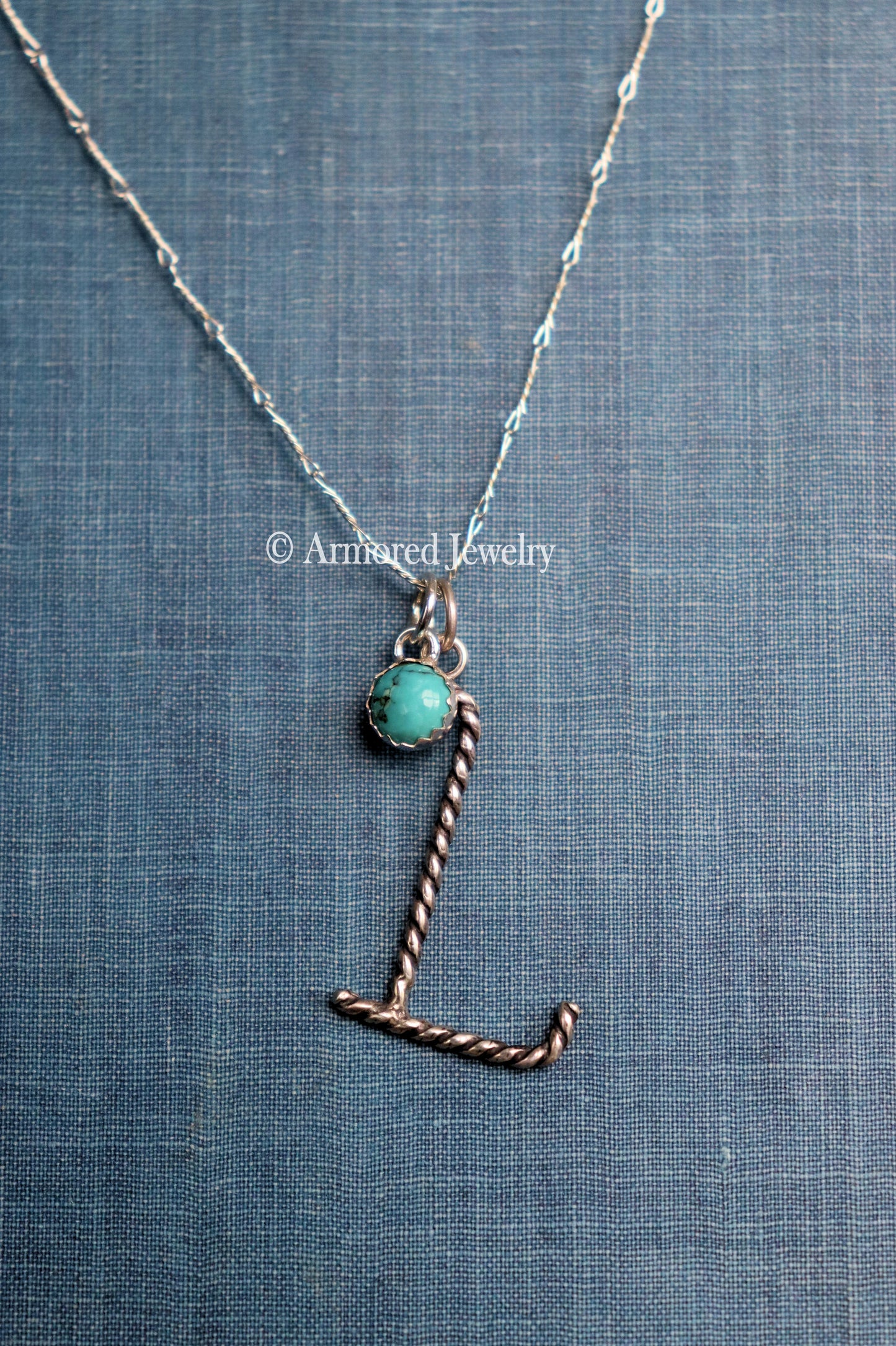 Sterling Silver Ranch Cattle Brand Initial Charm Neckace
