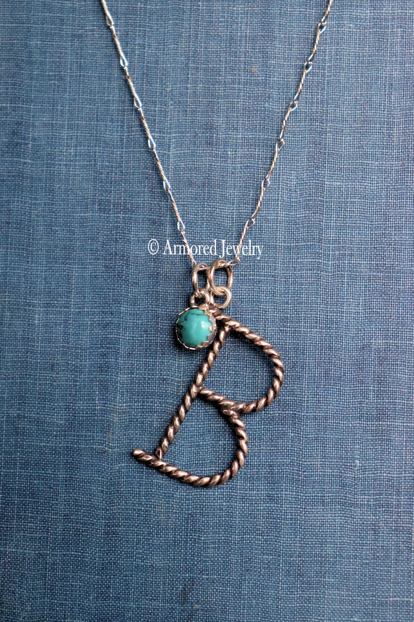 Sterling Silver Ranch Cattle Brand Initial Charm Neckace