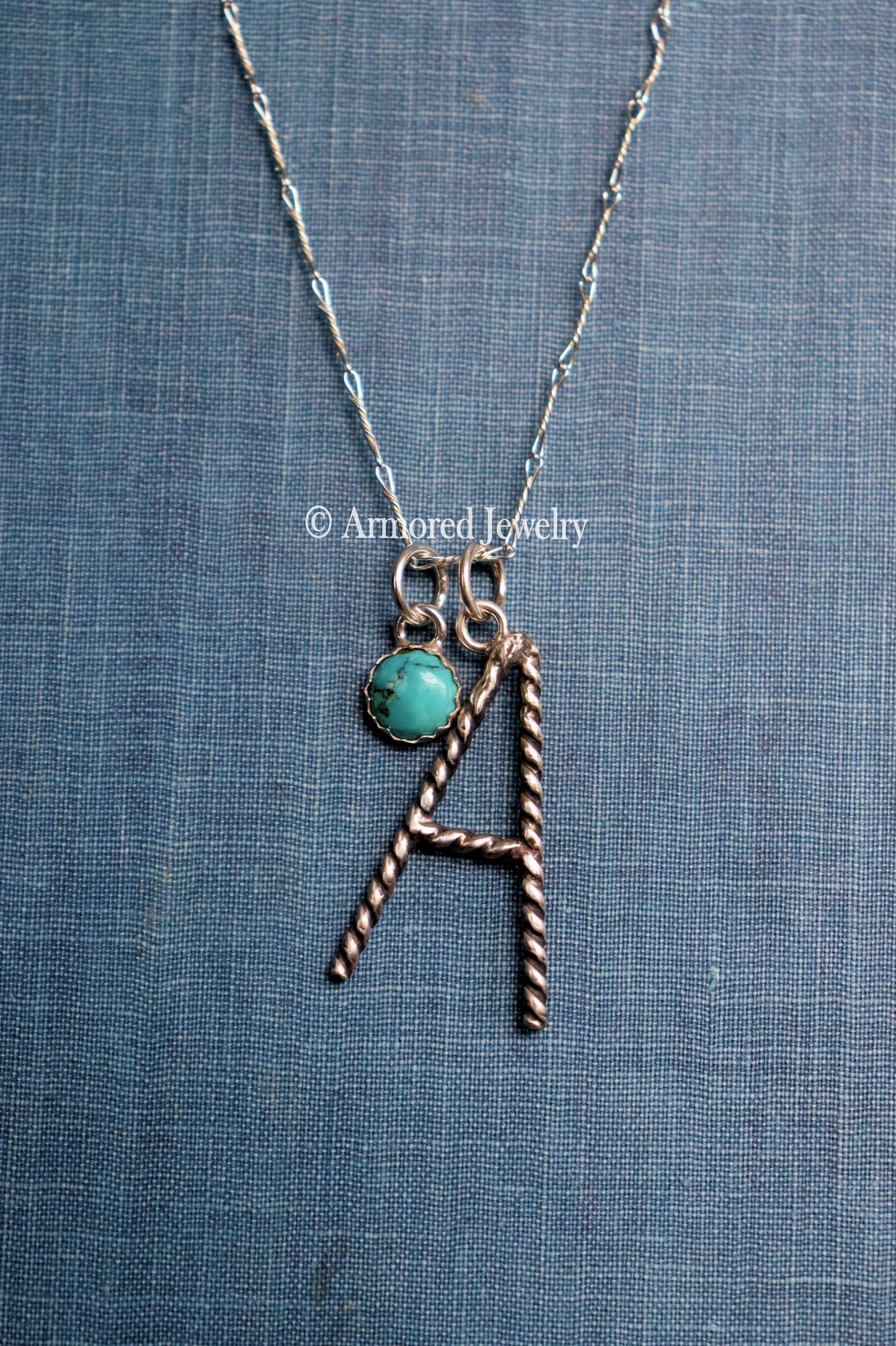Sterling Silver Ranch Cattle Brand Initial Charm Neckace