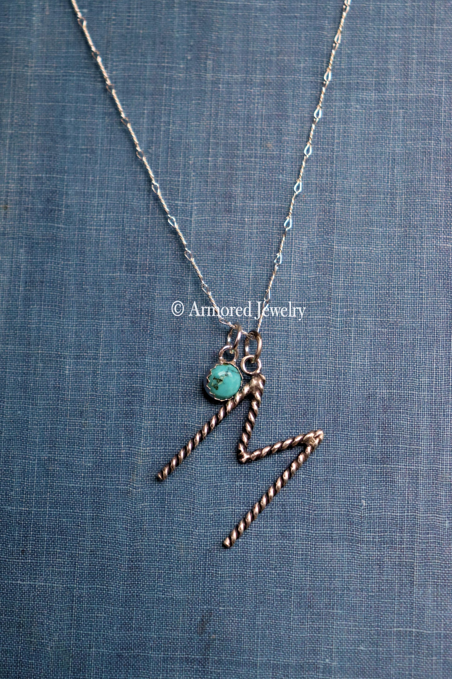 Sterling Silver Ranch Cattle Brand Initial Charm Neckace