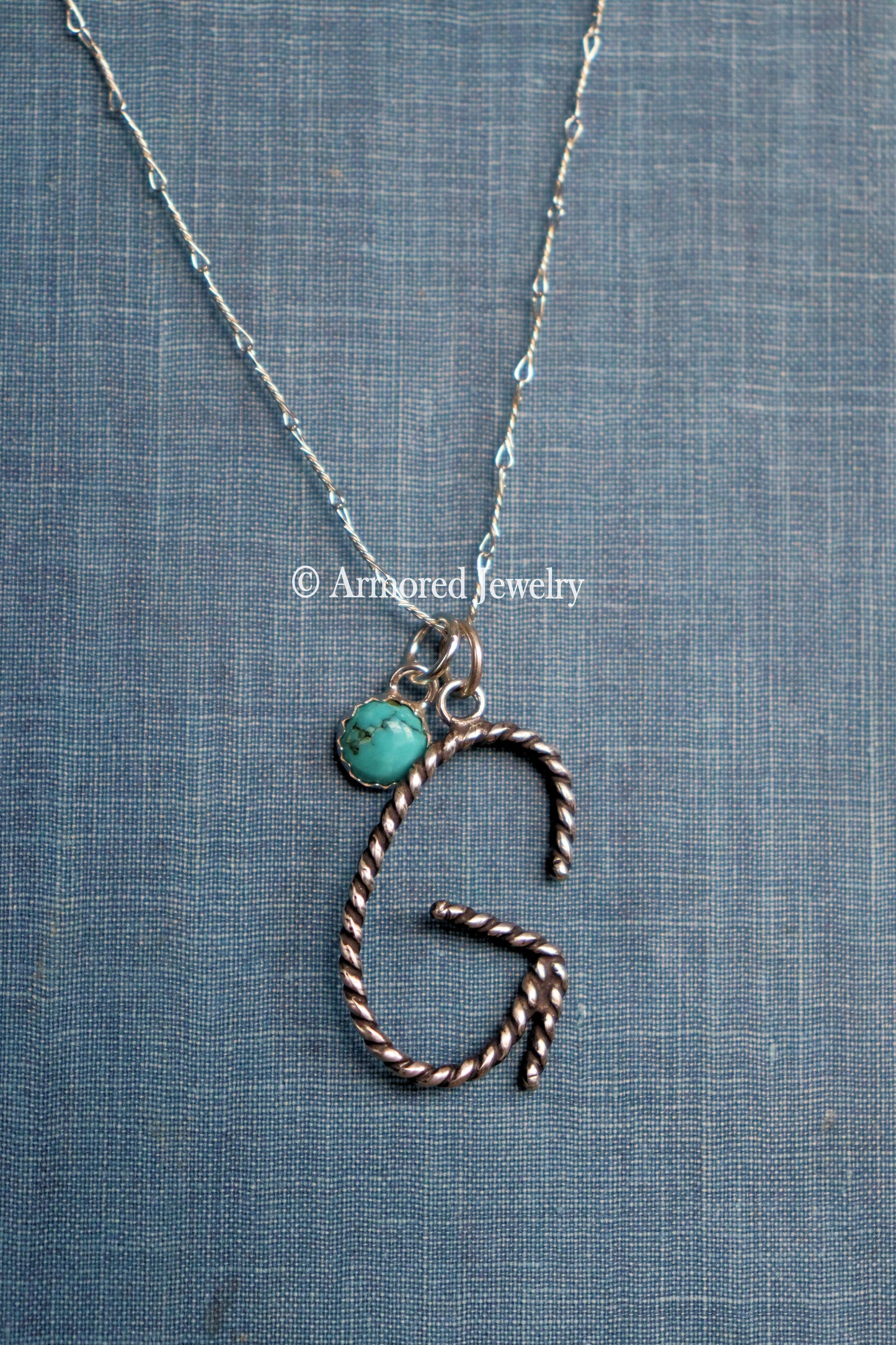 Sterling Silver Ranch Cattle Brand Initial Charm Neckace