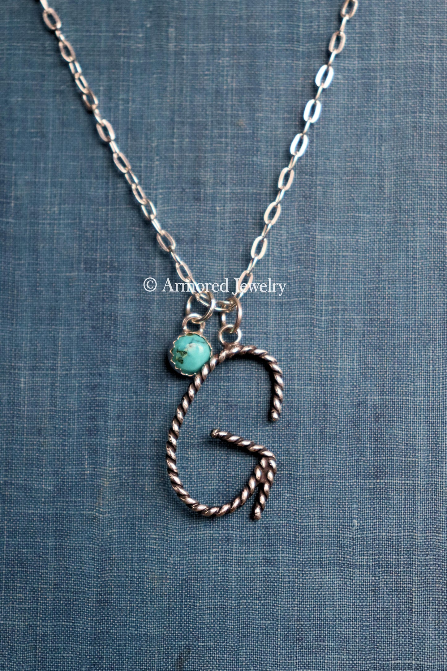 Sterling Silver Ranch Cattle Brand Initial Charm Neckace
