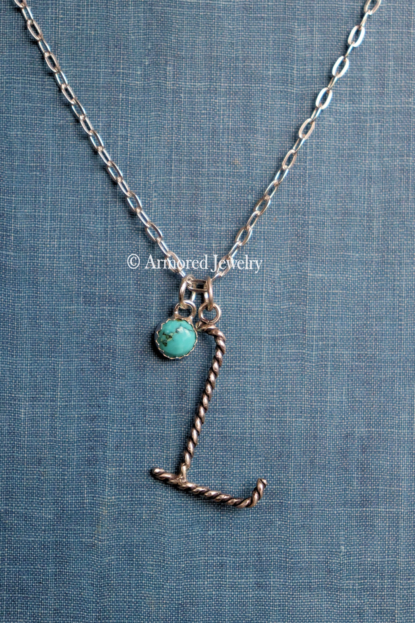 Sterling Silver Ranch Cattle Brand Initial Charm Neckace