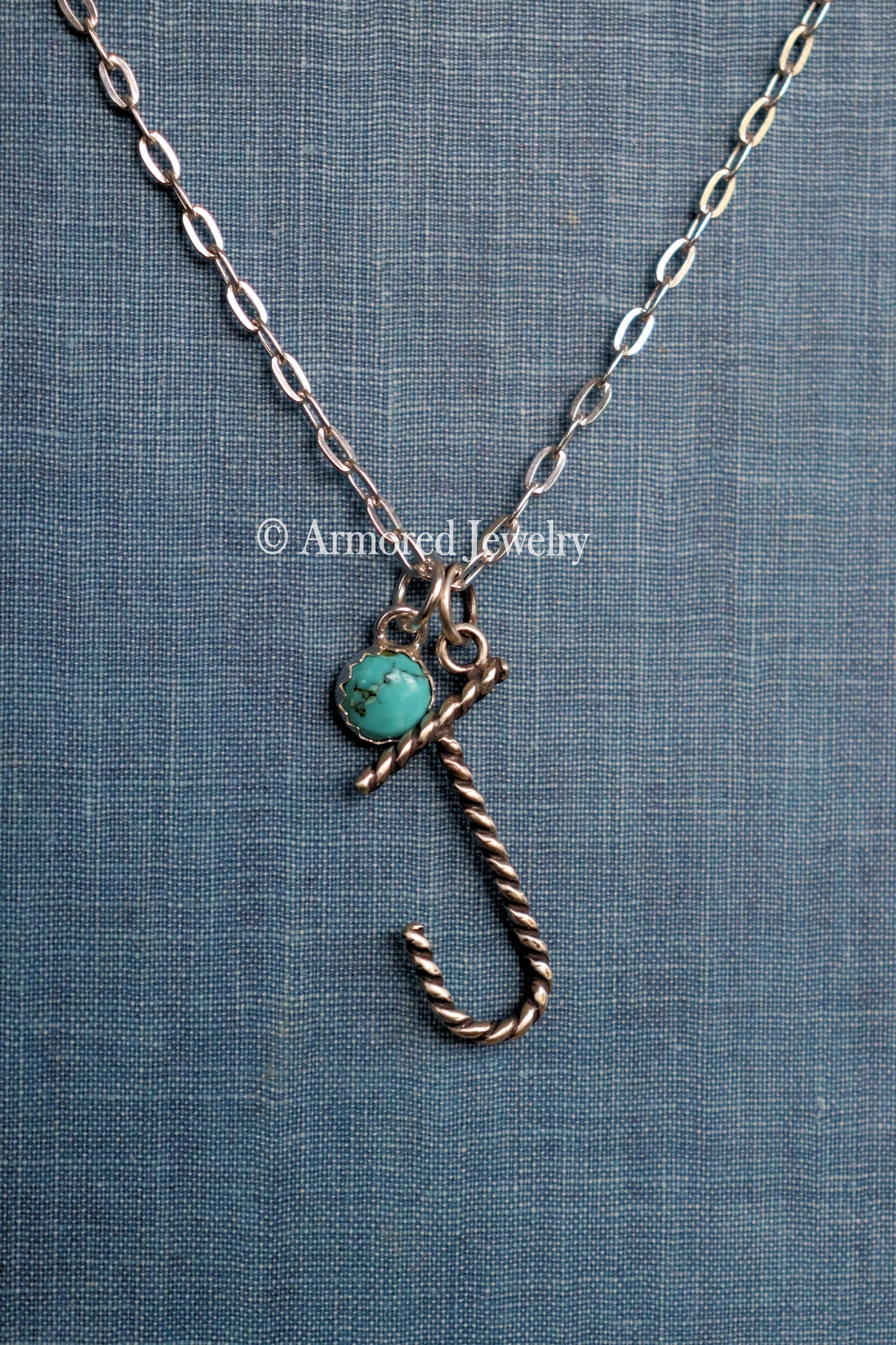 Sterling Silver Ranch Cattle Brand Initial Charm Neckace