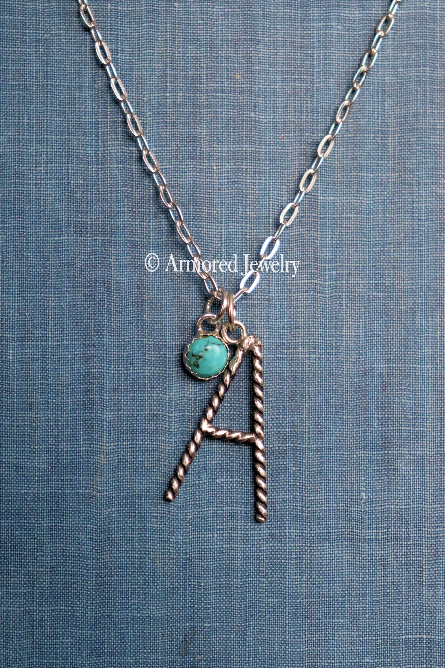 Sterling Silver Ranch Cattle Brand Initial Charm Neckace