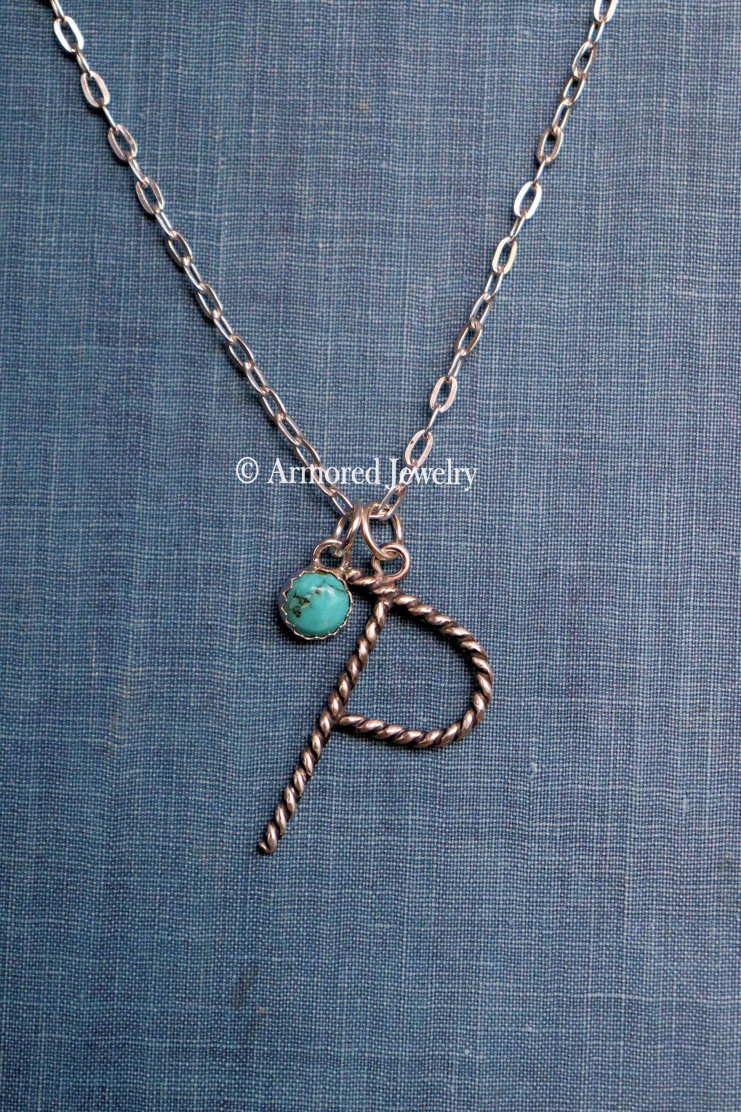 Sterling Silver Ranch Cattle Brand Initial Charm Neckace
