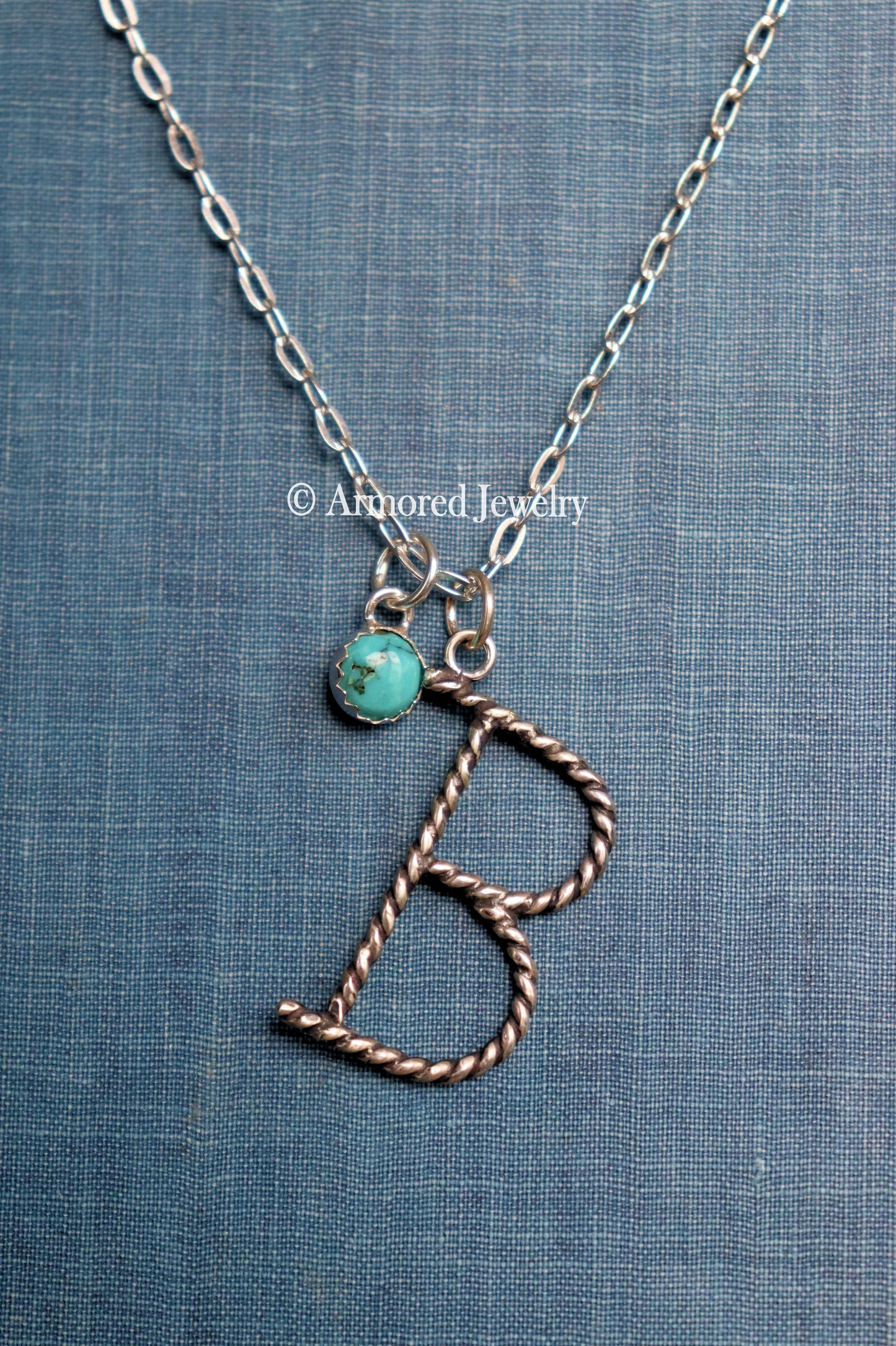 Sterling Silver Ranch Cattle Brand Initial Charm Neckace