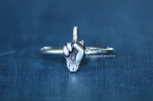 Sterling Silver Middle Finger "The Bird" Ring