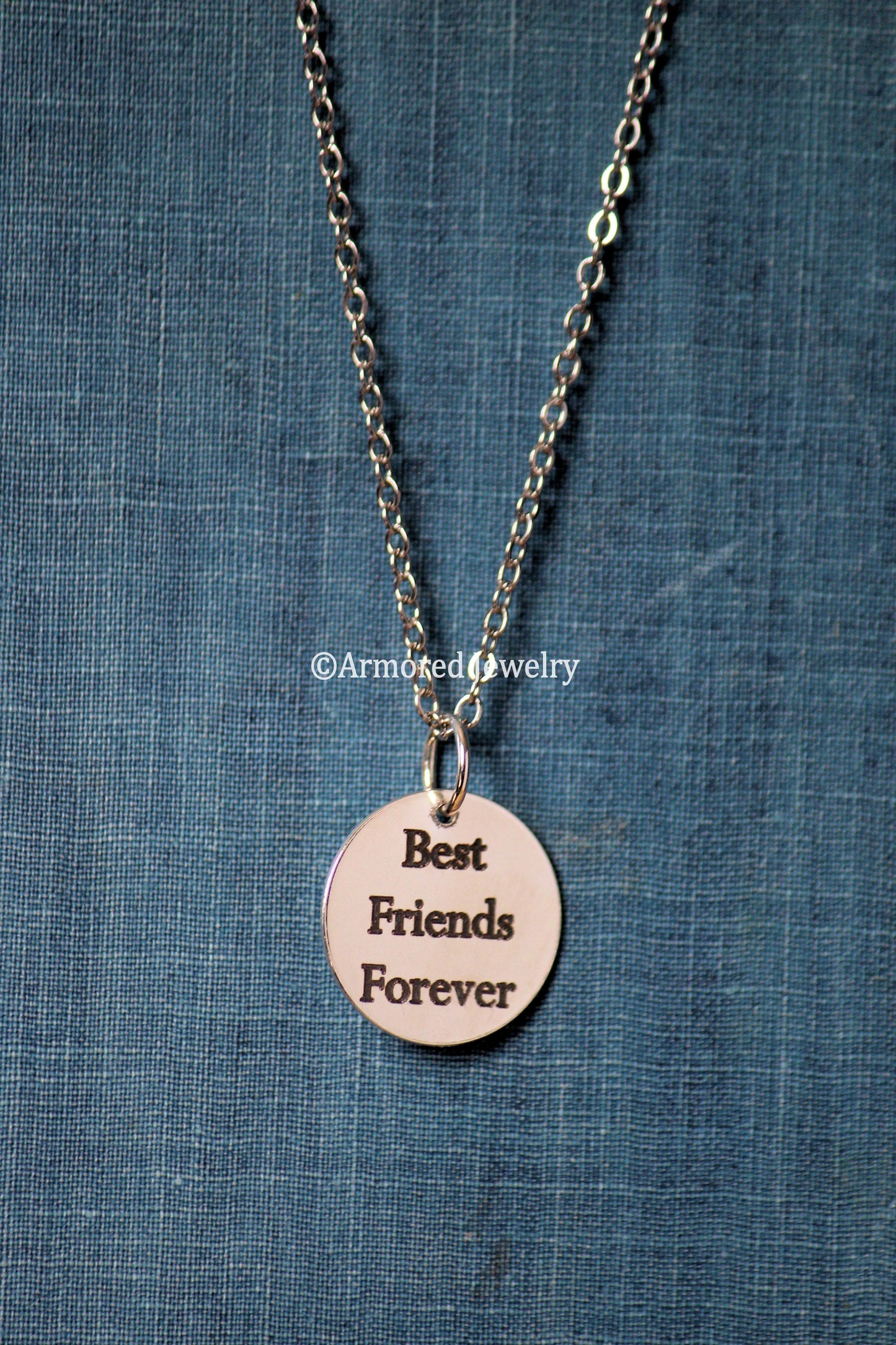 Medium Sterling Silver Personalized Round Disc Necklace