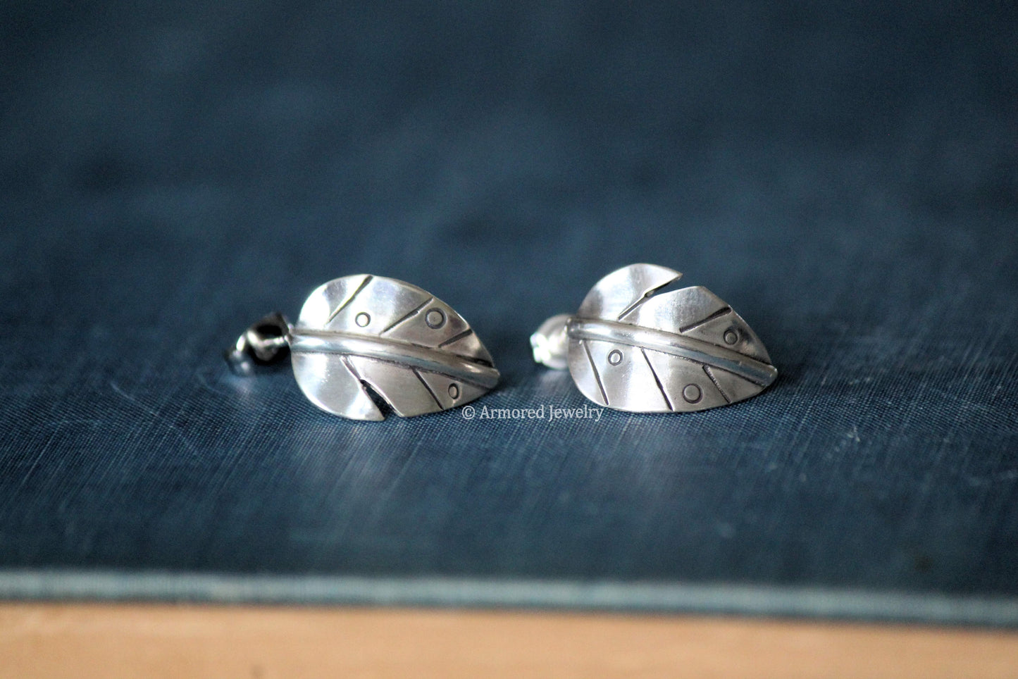 Sterling Silver Leaf Stud Earrings
