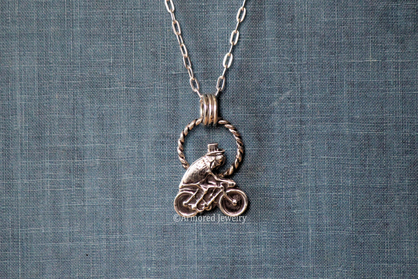 Sterling Silver Circus Bicycling Flea Pendant