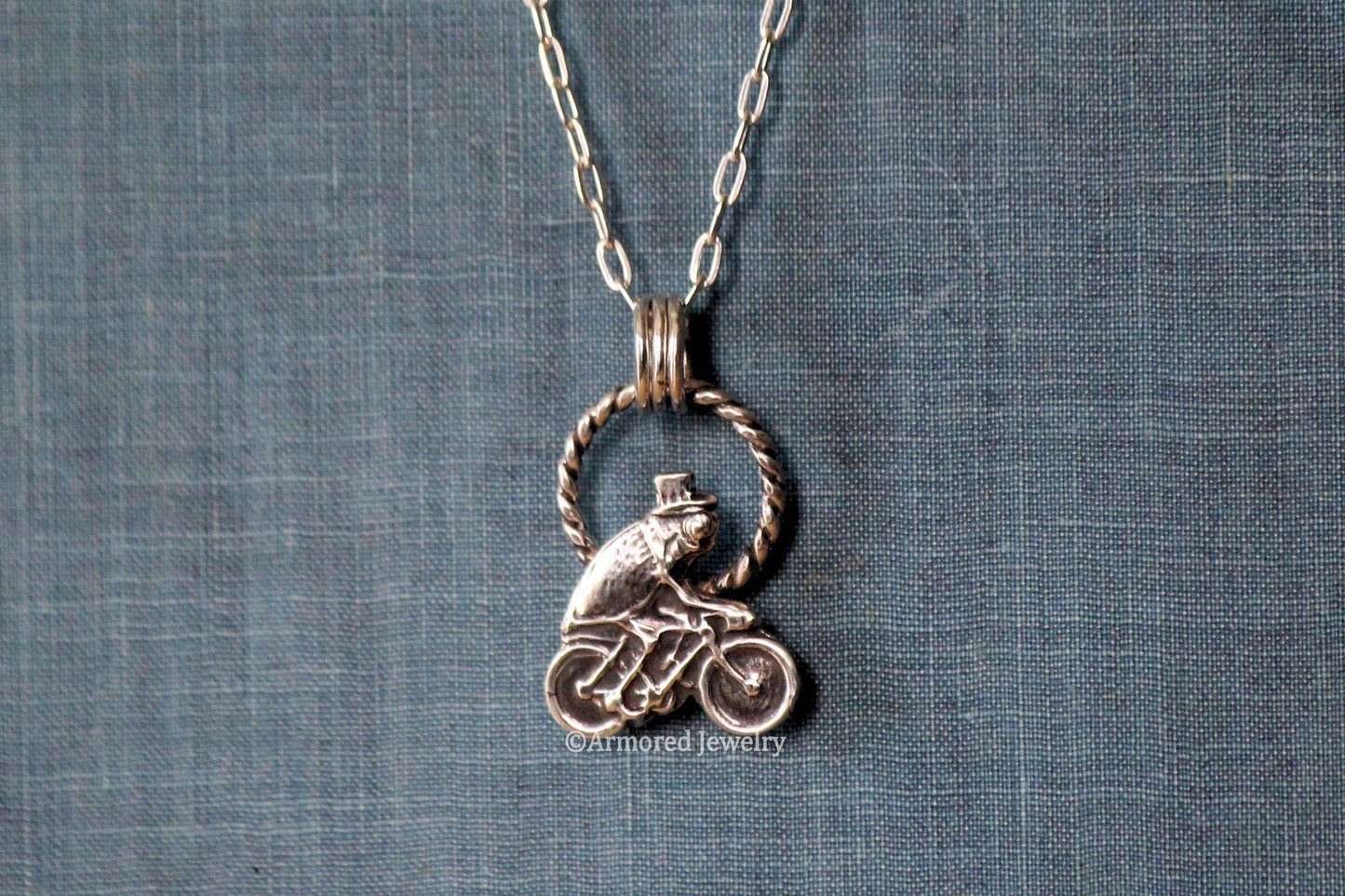 Sterling Silver Circus Bicycling Flea Pendant