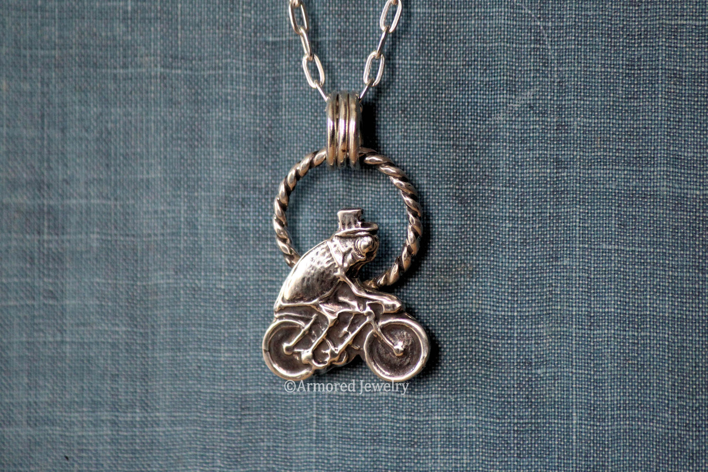 Sterling Silver Circus Bicycling Flea Pendant