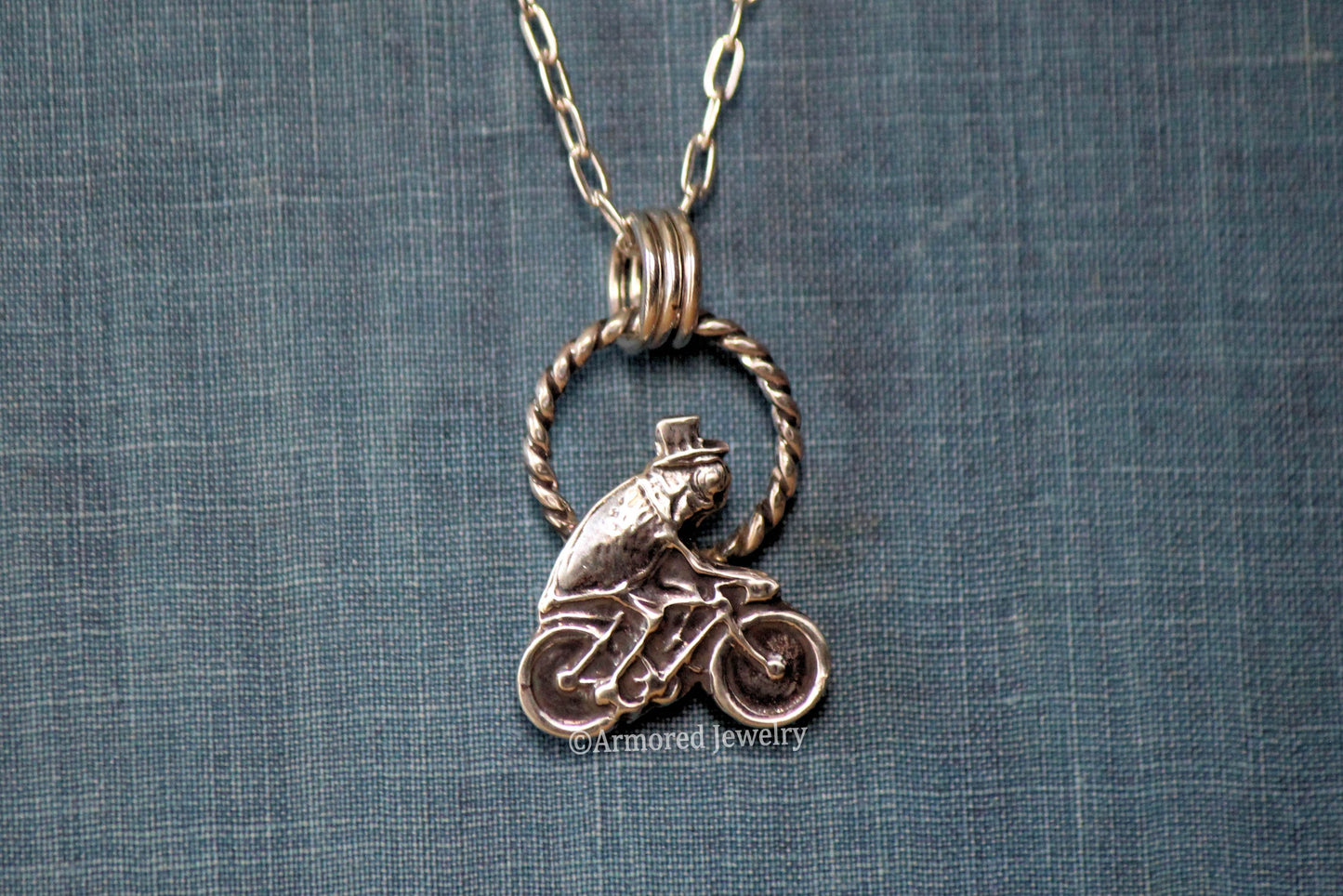 Sterling Silver Circus Bicycling Flea Pendant