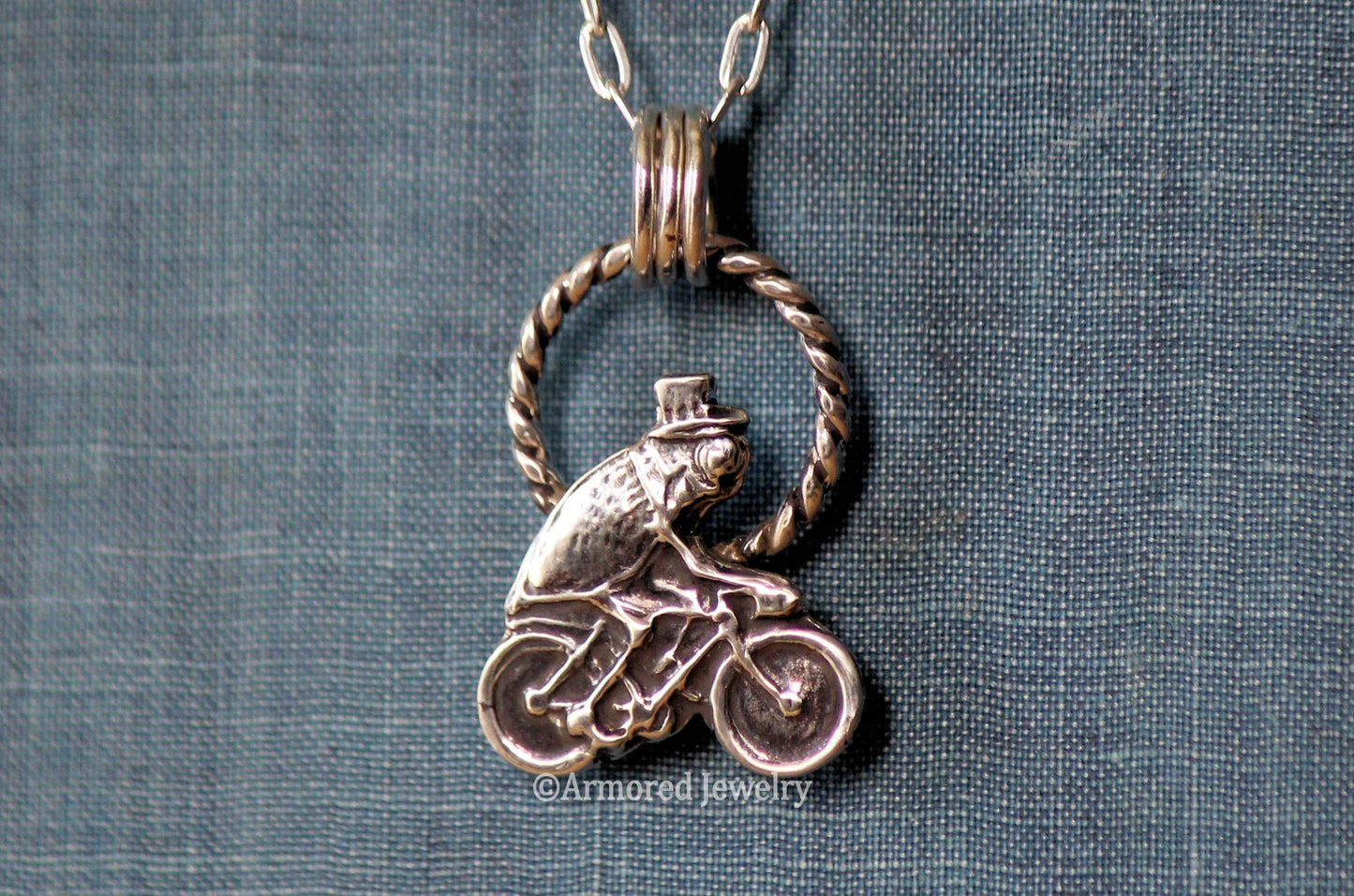 Sterling Silver Circus Bicycling Flea Pendant