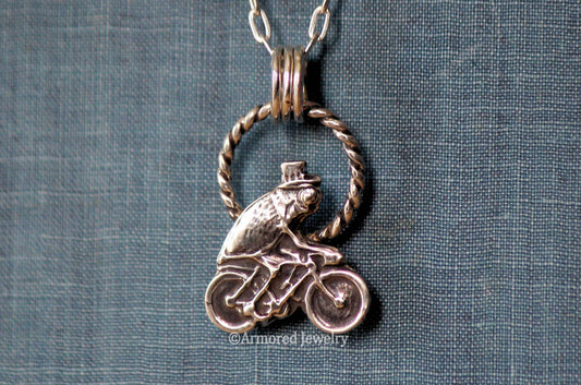 Sterling Silver Circus Bicycling Flea Pendant