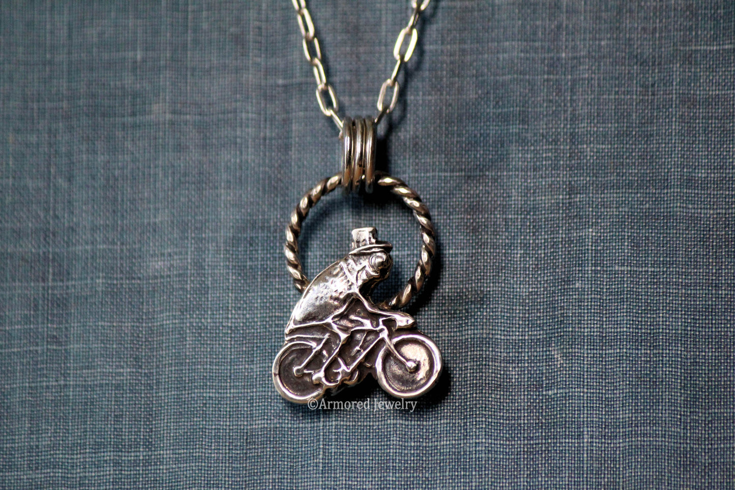 Sterling Silver Circus Bicycling Flea Pendant