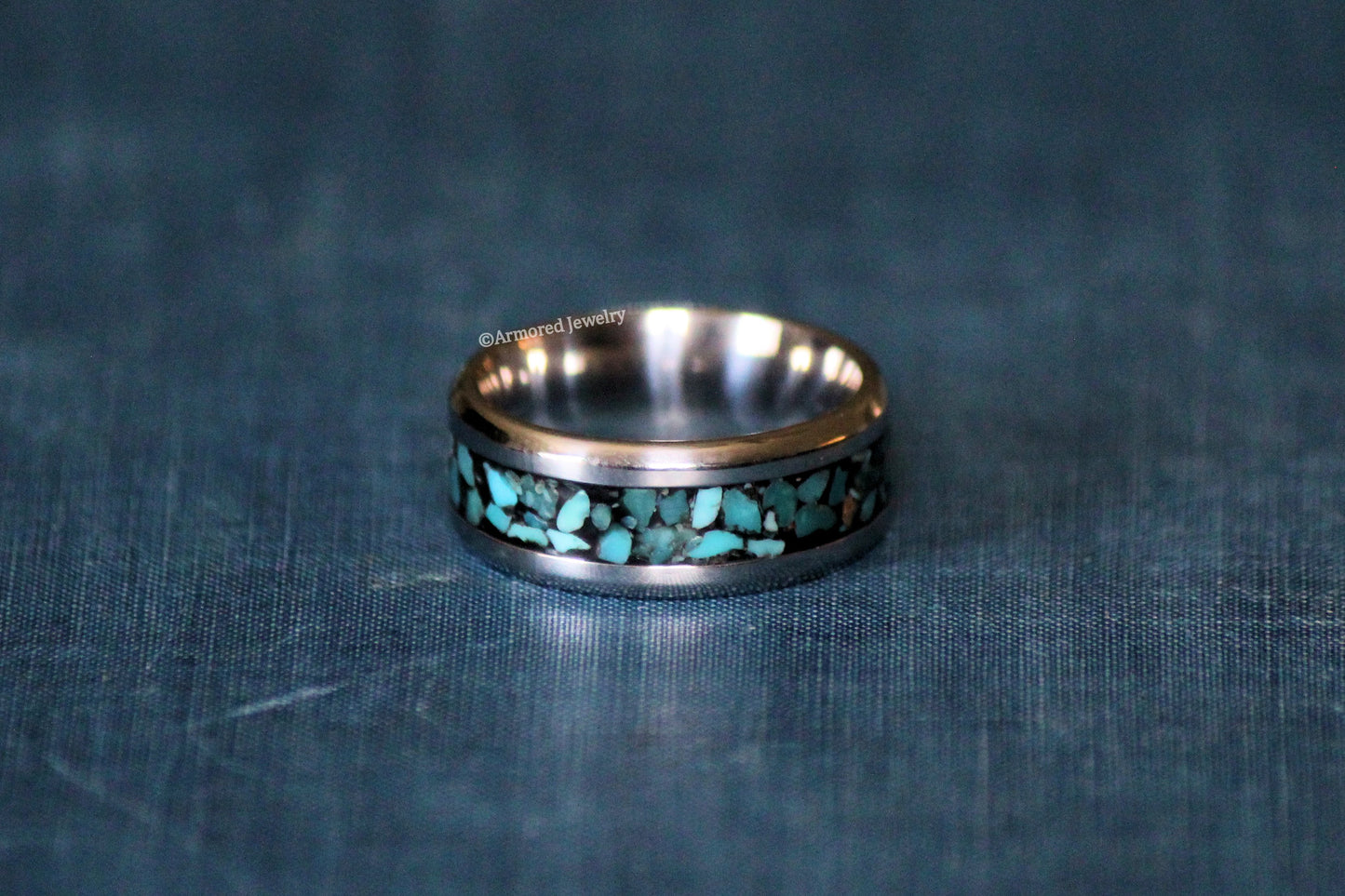 Stainless Steel Turquoise Inlay Ring