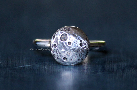 Sterling silver realistic full moon Ring
