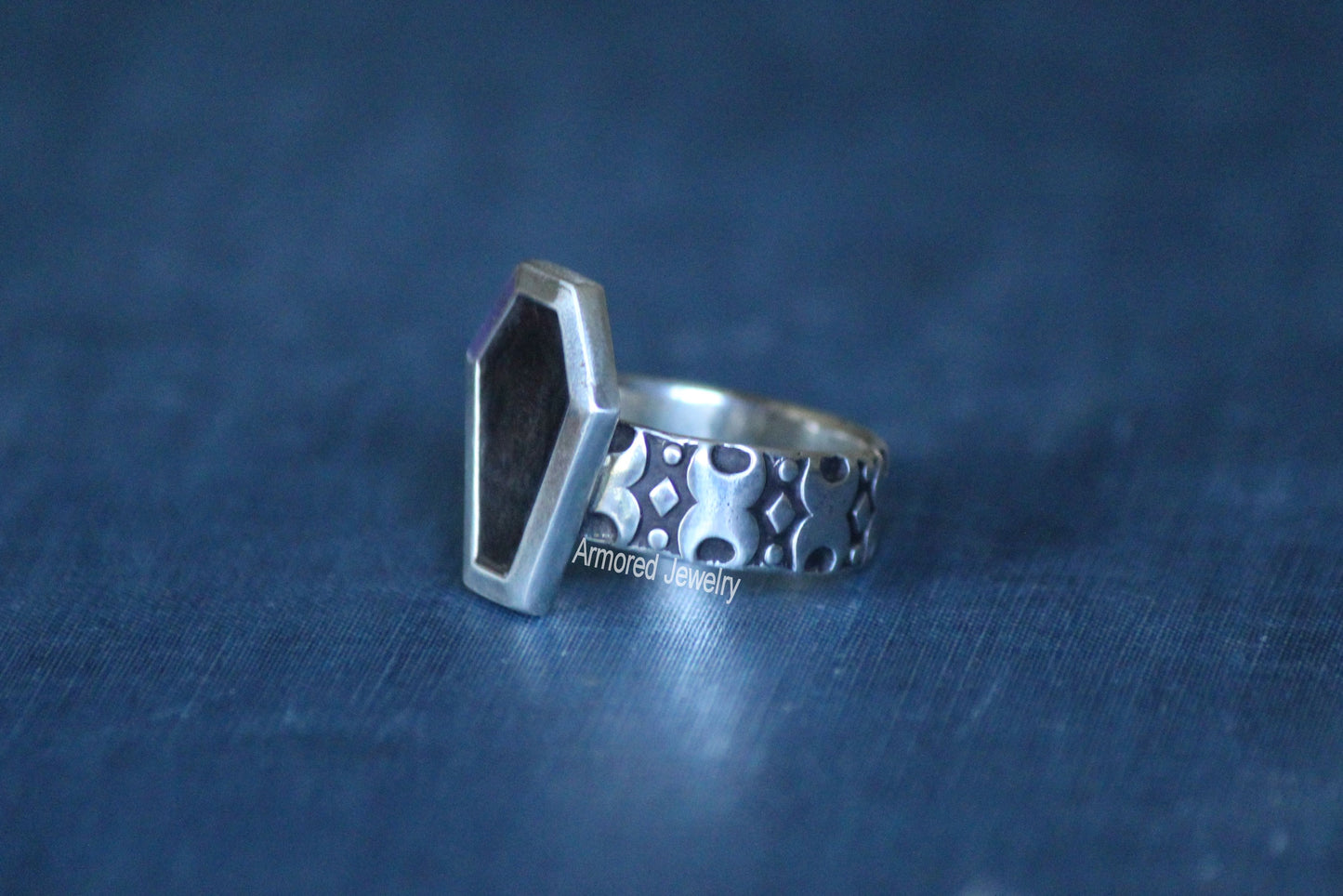 Sterling Silver Coffin Moon Phase Ring