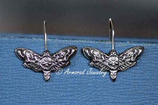 Sterling Silver Deaths head hawkmoth earrings
