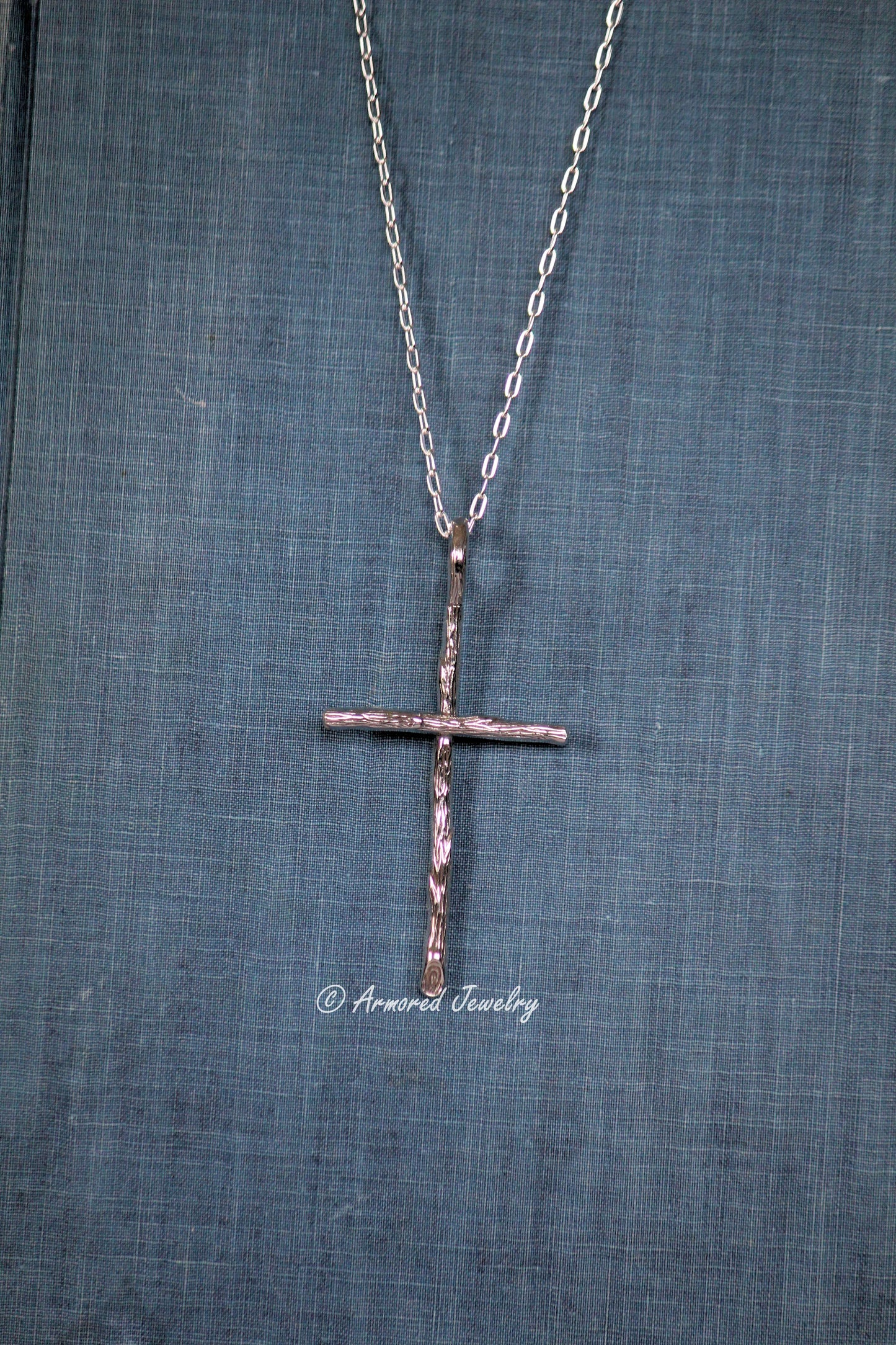 Sterling Silver Tree Branch Cross Necklace