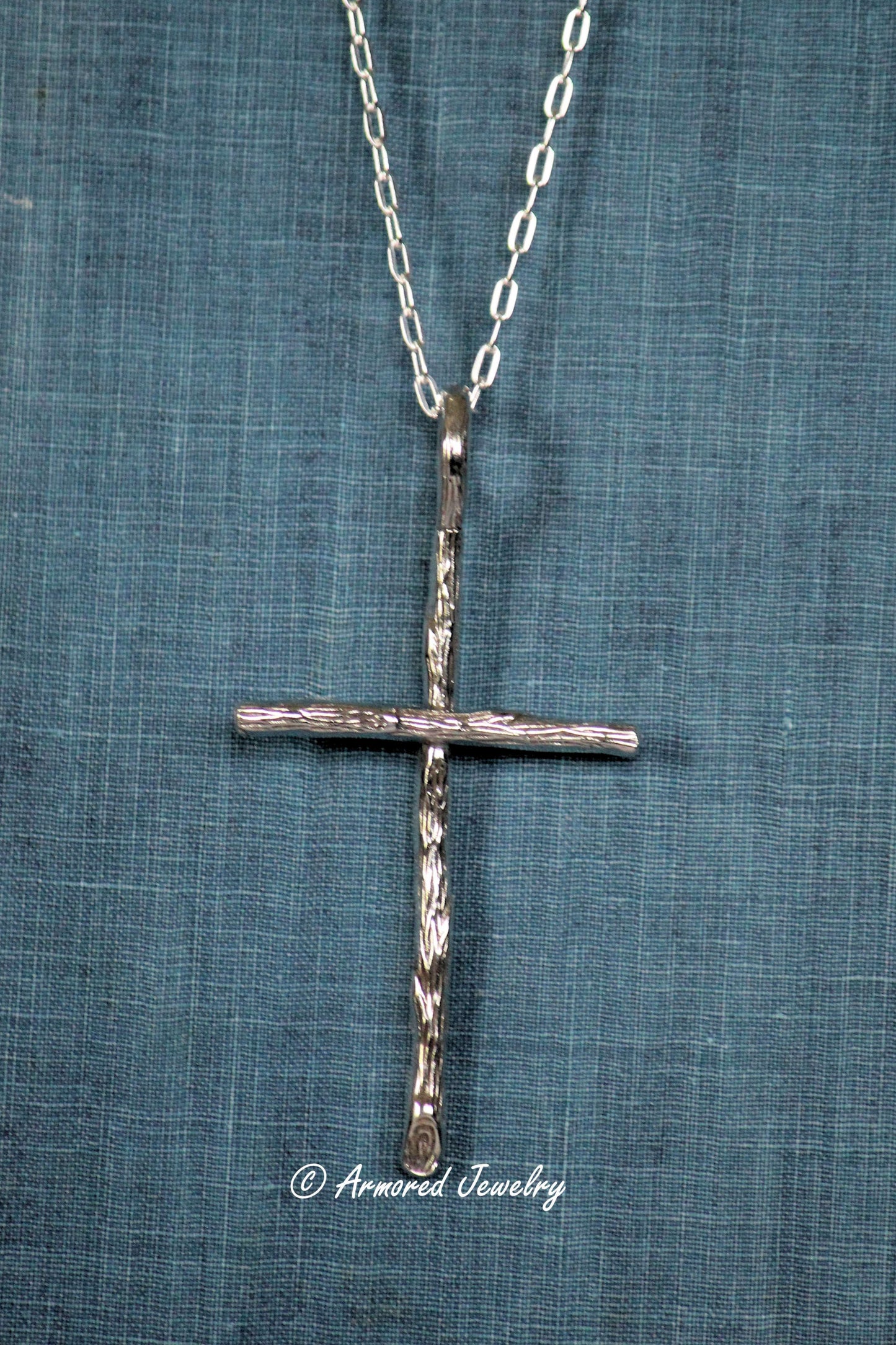 Sterling Silver Tree Branch Cross Necklace