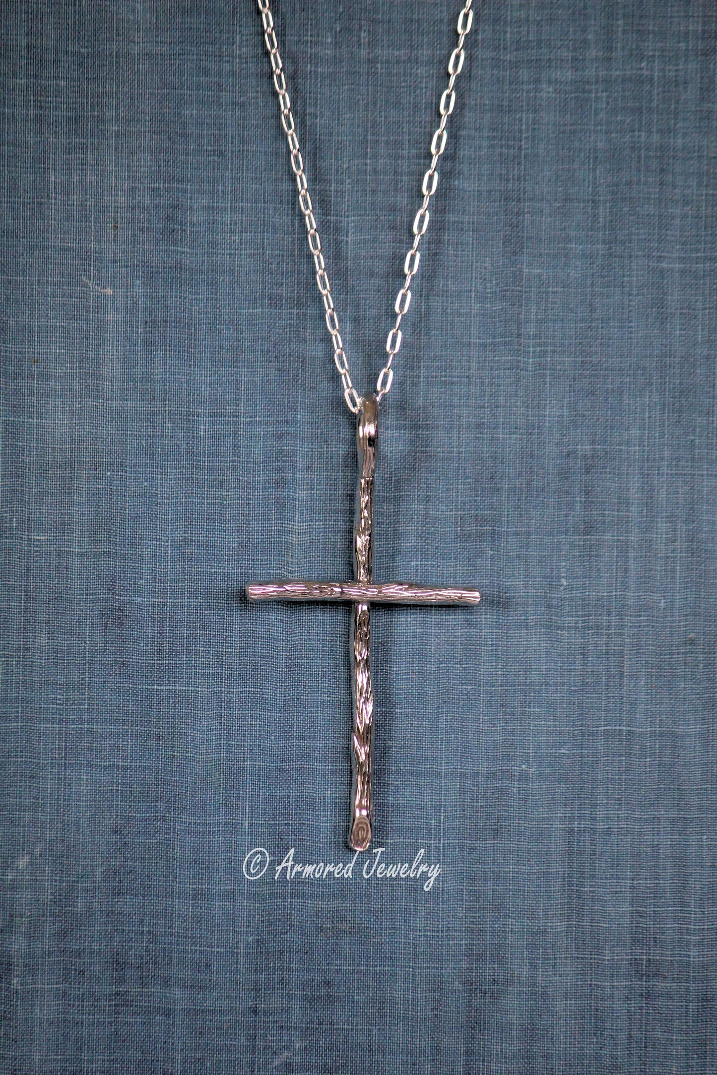 Sterling Silver Tree Branch Cross Necklace
