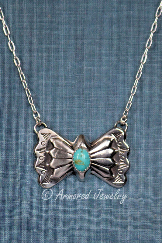 Sterling Silver Western Butterfly Concho Turquoise Necklace