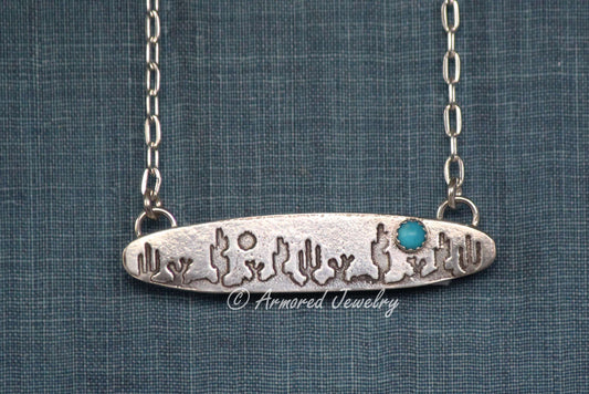 Sterling Silver Desert Landscape #1 Turquoise Necklace