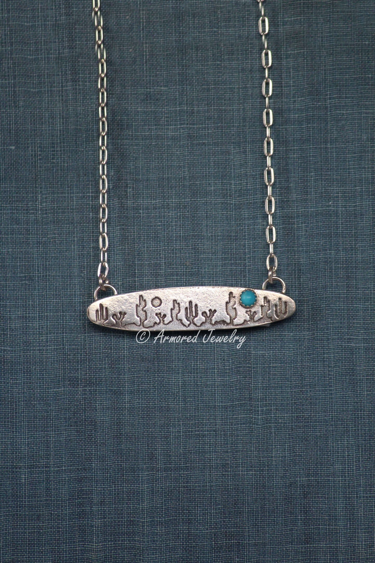 Sterling Silver Desert Landscape #1 Turquoise Necklace