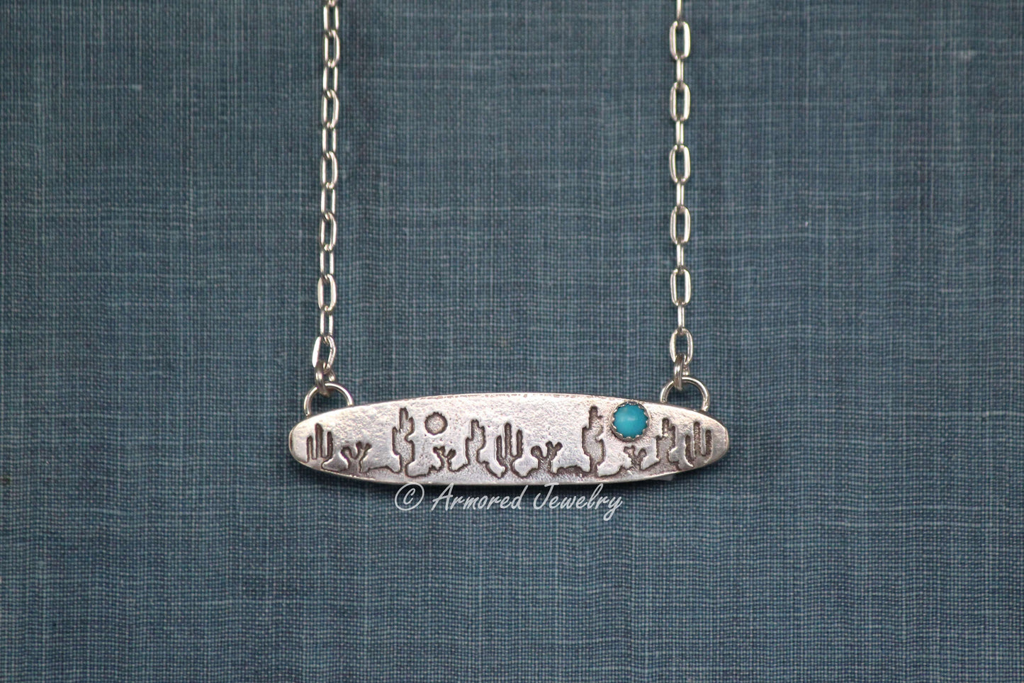 Sterling Silver Desert Landscape #1 Turquoise Necklace