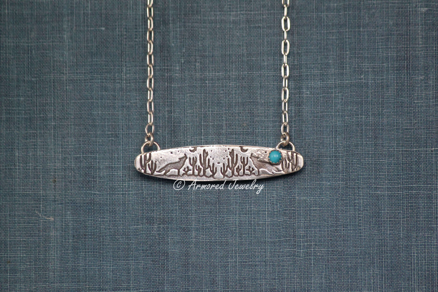 Sterling Silver Desert Landscape #2 Turquoise Necklace