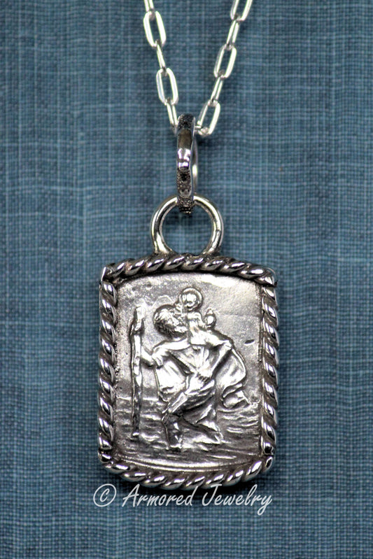 Sterling Silver St Christopher Necklace