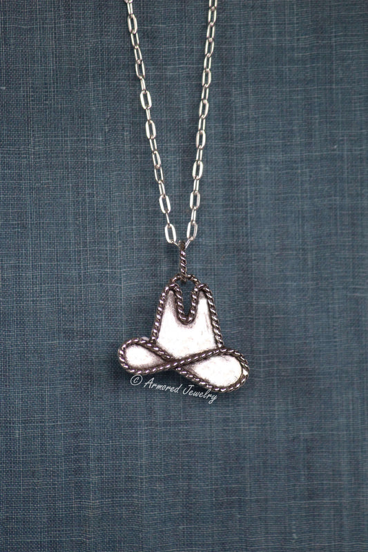 Sterling Silver Cowboy Cowgirl Hat Necklace