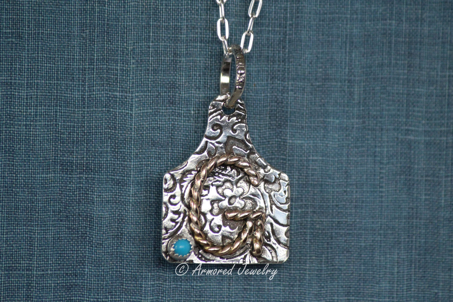 Sterling Silver Custom Initial cattle tag Necklace