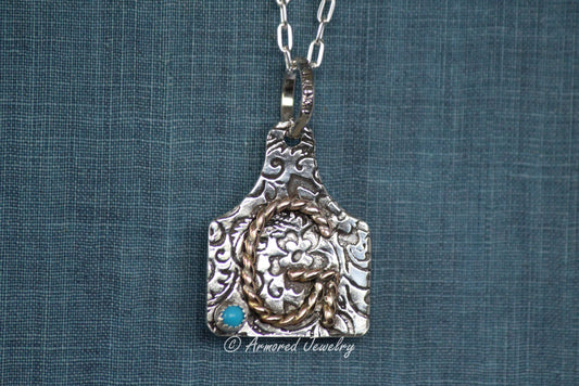 Sterling Silver Custom Initial cattle tag Necklace