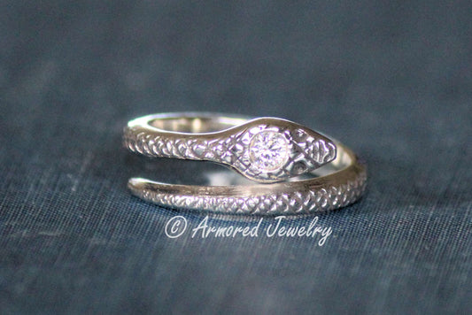 Sterling Silver Ouroboros Snake Bypass Wrap Ring