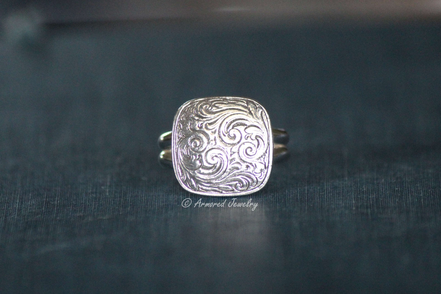 Sterling Silver Engraved Mini Buckle Ring