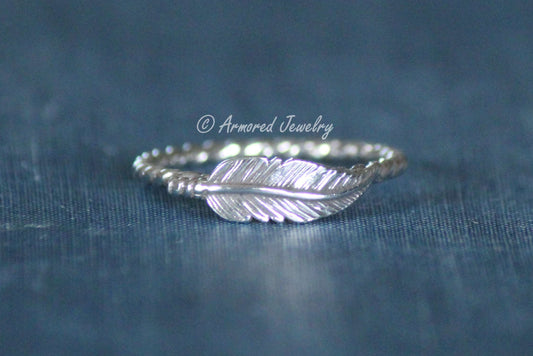 Sterling silver Feather Rope Ring
