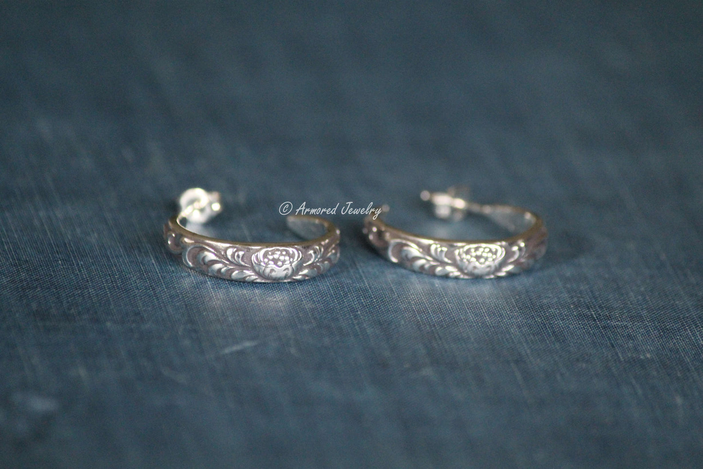 Sterling Silver Lotus Hoop Earrings