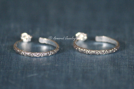 Sterling Silver Filigree Hoop Earrings