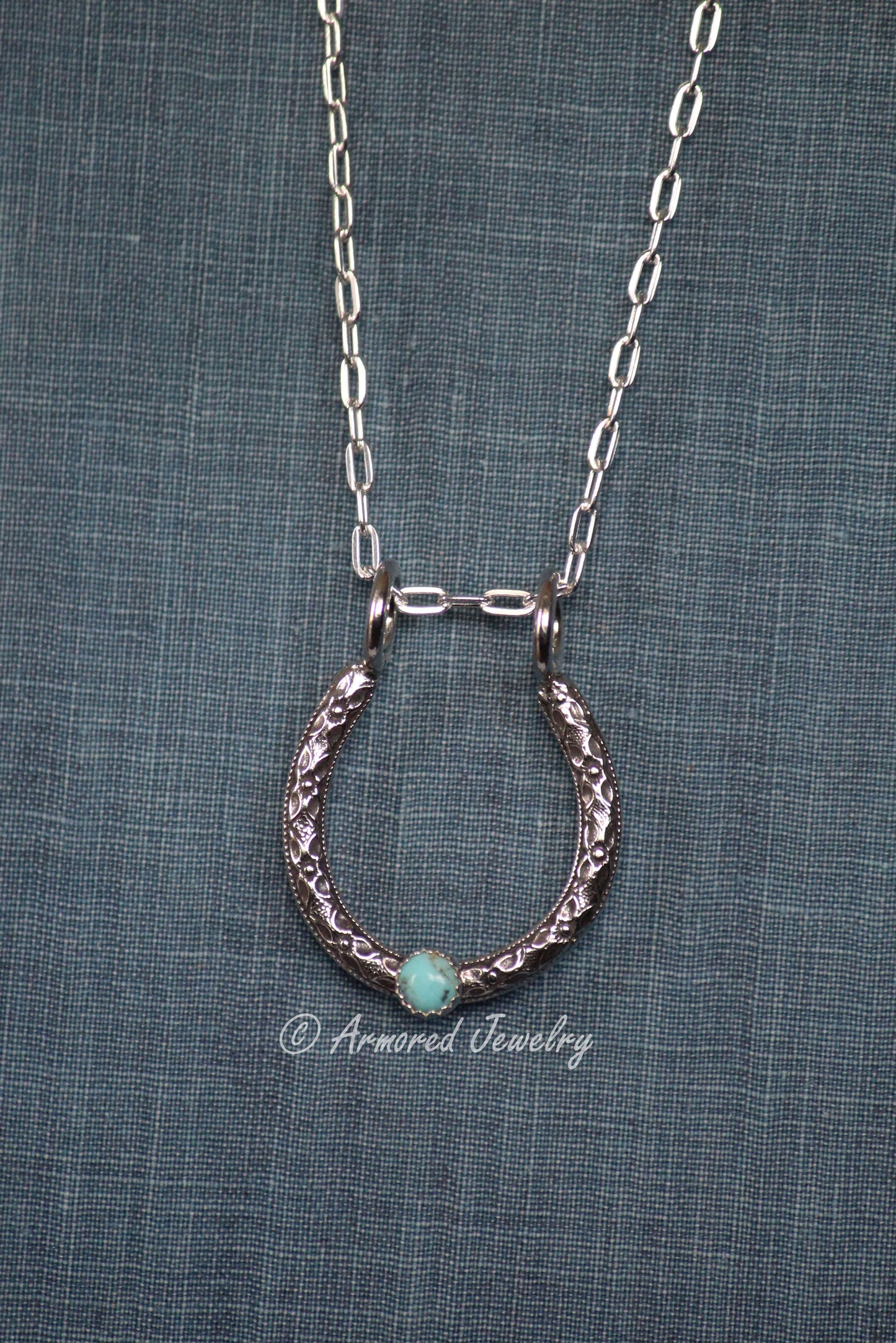Sterling Silver Flowered Horseshoe Ring Holder Necklace