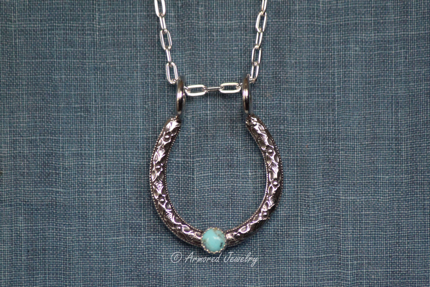 Sterling Silver Flowered Horseshoe Ring Holder Necklace