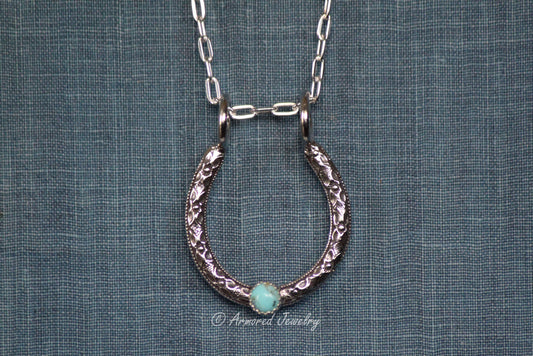 Sterling Silver Flowered Horseshoe Ring Holder Necklace