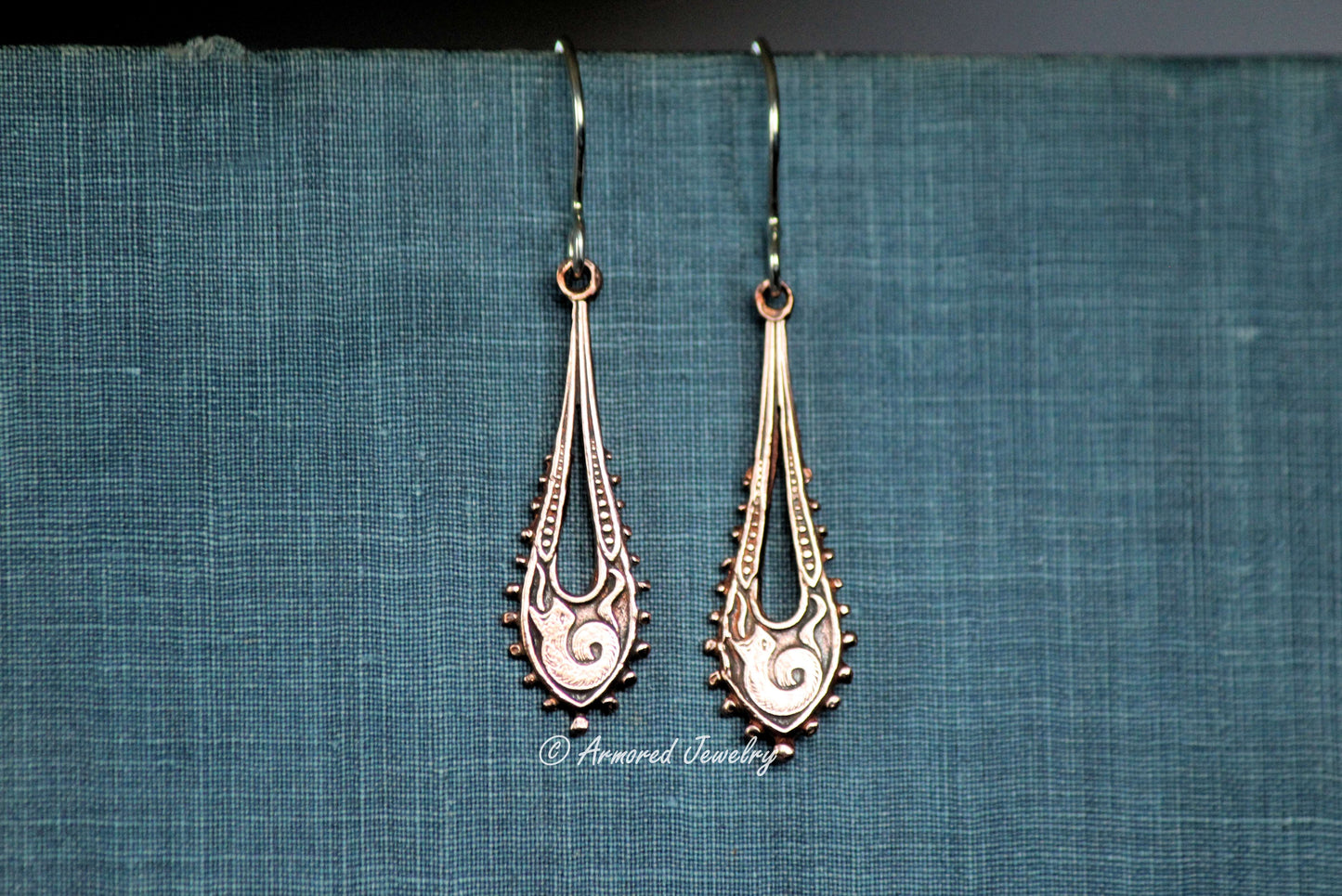 Mixed metals snake serpent chandelier earrings